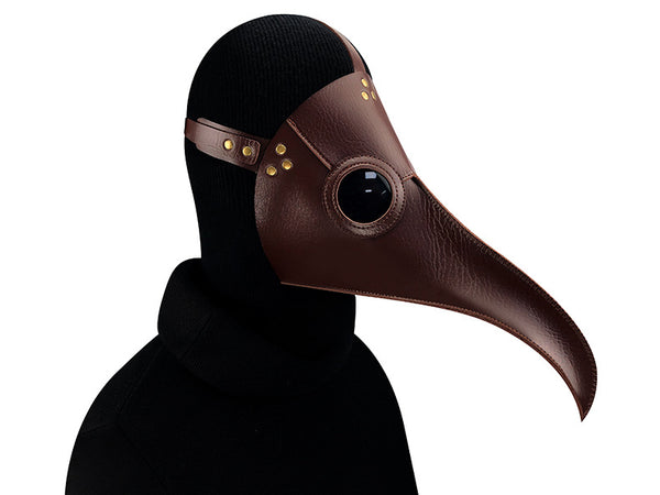 DEEPKEE original nubuck handmade full-grain genuine leather cowhide bag Plague Doctor Bird Mask Long Nose Beak Cosplay Steampunk Costume #FHG107