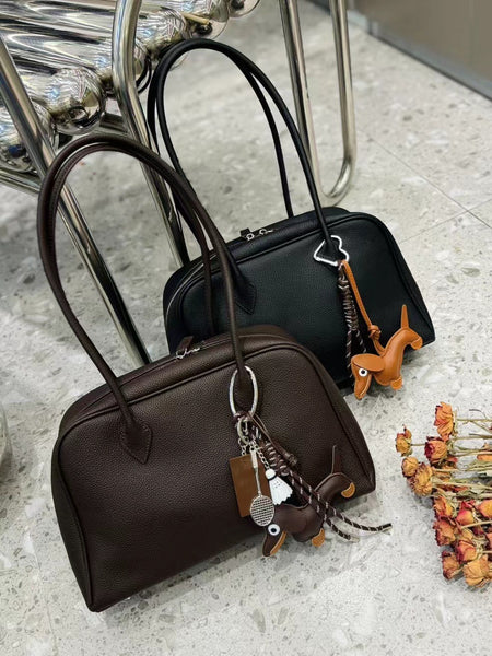 DEEPKEE original nubuck handmade full-grain genuine leather cowhide bag DEEPKEE 手工真皮保齡球包 togo波士頓包 枕頭包 MN24101801號