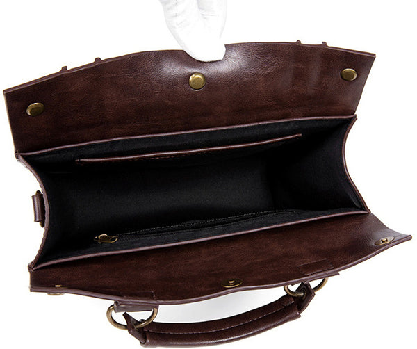 DEEPKEE original nubuck handmade full-grain genuine leather cowhide bag Punk industrial cross-body bag #BG028