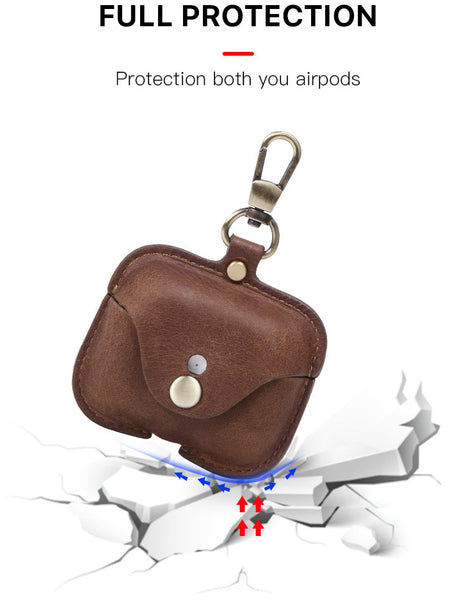 DEEPKEE original nubuck handmade full-grain genuine leather cowhide bag Best Personalized Custom Cover Leather AirPods Pro Case