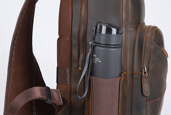 DEEPKEE original nubuck handmade full-grain genuine leather cowhide bag DEEPKEE WALKER LEATHER BACKPACK #3774