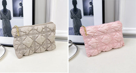 DEEPKEE original nubuck handmade full-grain genuine leather cowhide bag Embroidered Thread Lattice Coin Purse #5807