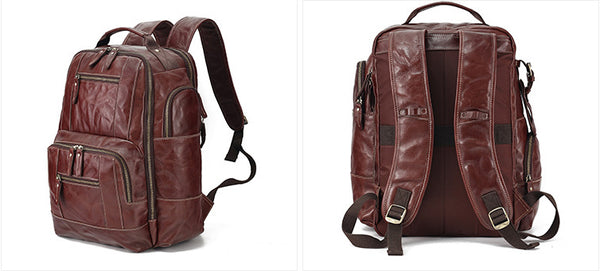 DEEPKEE original nubuck handmade full-grain genuine leather cowhide bag The Standard 15.6” Backpack #6597