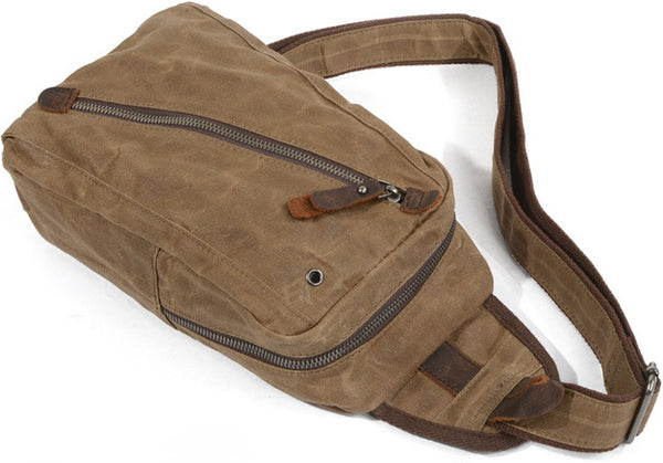 DEEPKEE original nubuck handmade full-grain genuine leather cowhide bag Deepkee Canvas Diagonal Bag #6018