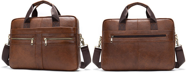 DEEPKEE original nubuck handmade full-grain genuine leather cowhide bag DEEPKEE LEATHER | 14 inch business briefcase No.2019A&2099