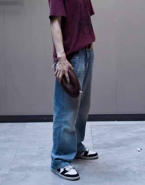 DEEPKEE original nubuck handmade full-grain genuine leather cowhide bag Fashionable Handmade Leather Chest Bag Sling Bag Sling Pack #604272