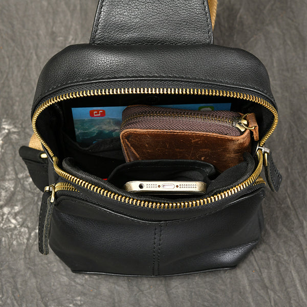 DEEPKEE original nubuck handmade full-grain genuine leather cowhide bag Leather Fitted Sling Bag No.3393