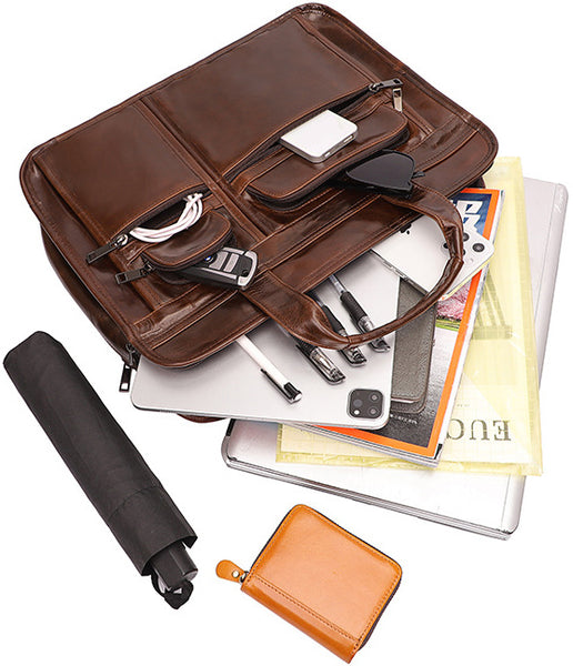 DEEPKEE original nubuck handmade full-grain genuine leather cowhide bag The DEEPKEE Executive attaché case #7093C