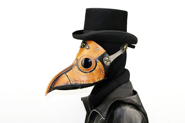 DEEPKEE original nubuck handmade full-grain genuine leather cowhide bag Steampunk Plague Doctor Bird Beak, Medieval Bubonic DR Costume Masquerade Masks # FHG090
