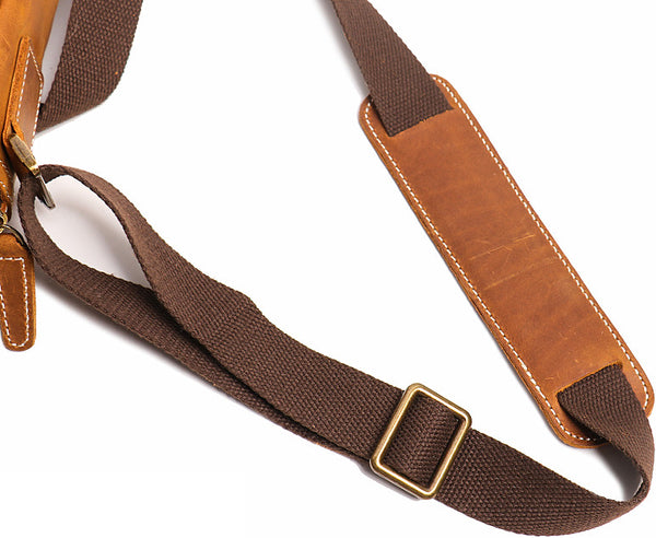 DEEPKEE original nubuck handmade full-grain genuine leather cowhide bag Best DEEPKEE Brown Leather Vertical Side Bag Courier Bag Messenger Bag 30023