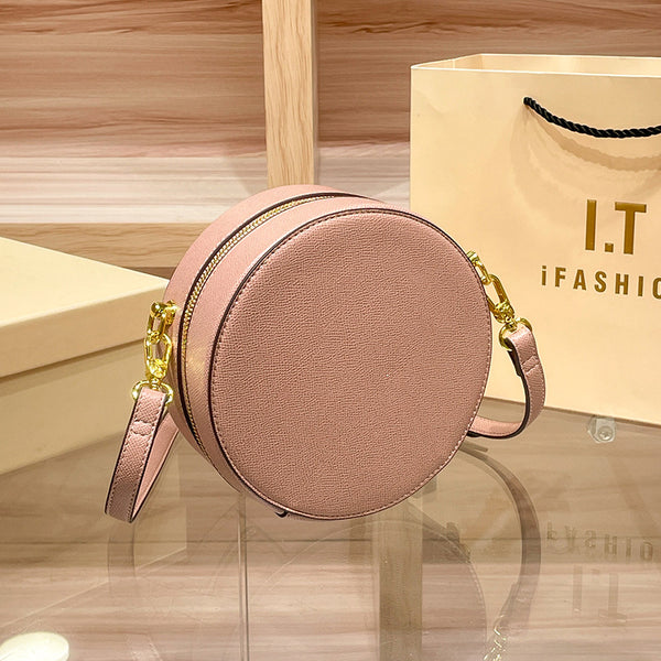 DEEPKEE original nubuck handmade full-grain genuine leather cowhide bag DEEPKEE HANDMADE LEATHER Miss Gail Luxury OOTD Round Crossbody Bag #G1144