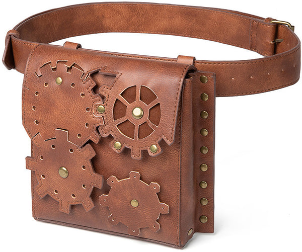 DEEPKEE original nubuck handmade full-grain genuine leather cowhide bag Steampunk PU Leathers Gothic Fanny Waist Leg Bag Women Girl #G039B