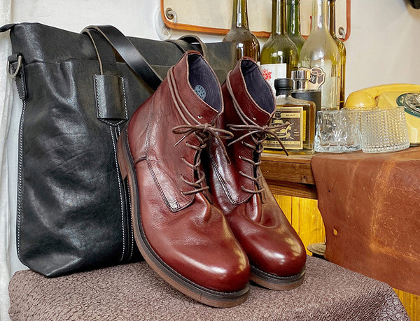 DEEPKEE original nubuck handmade full-grain genuine leather cowhide bag new tide solid colour leather Martin boots retro non-slip workwear leather shoes men #5208-001