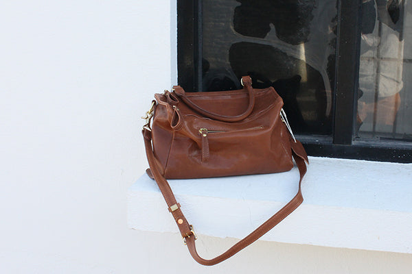 DEEPKEE original nubuck handmade full-grain genuine leather cowhide bag Crystal Vegetable Tanned Cowhide Pandora Box Biker Bag KM-23713