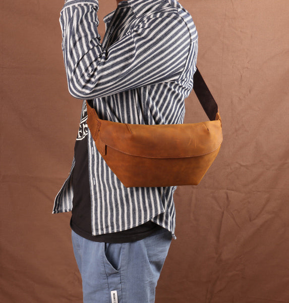 DEEPKEE original nubuck handmade full-grain genuine leather cowhide bag Leather Fanny Packs Waist Bag #2021