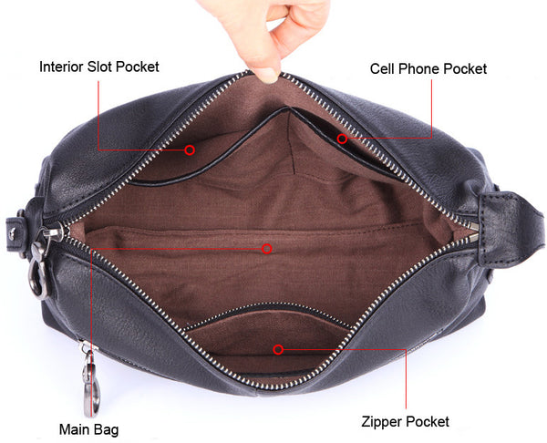 DEEPKEE original nubuck handmade full-grain genuine leather cowhide bag Cool Brown Black Coffee Leather Clutch Bag Purse Business Handbag #8185