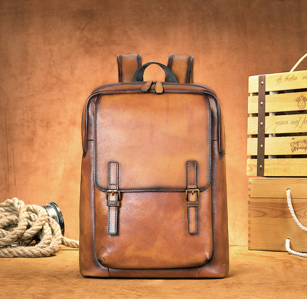 DEEPKEE original nubuck handmade full-grain genuine leather cowhide bag Jock Leather Loiter Backpack No2247