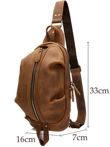 DEEPKEE original nubuck handmade full-grain genuine leather cowhide bag DEEPKEE Original 12’ Leather Chest Bag #A1026