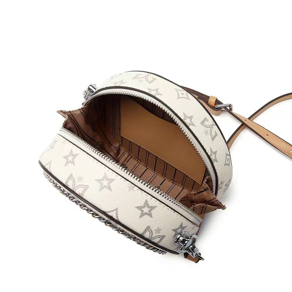 DEEPKEE original nubuck handmade full-grain genuine leather cowhide bag DEEPKEE HANDMADE LEATHER Miss Gail Luxury OOTD Round Crossbody Bag #G1144