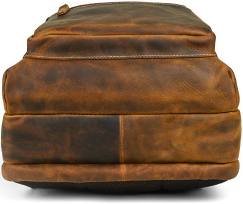 DEEPKEE original nubuck handmade full-grain genuine leather cowhide bag Leather Satchel Backpack #1430