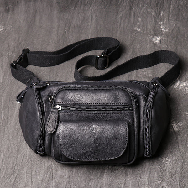 DEEPKEE original nubuck handmade full-grain genuine leather cowhide bag Enos Nubuck Leather Waist Bag No.184