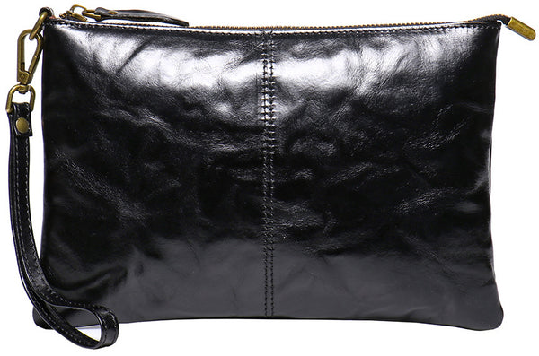 DEEPKEE original nubuck handmade full-grain genuine leather cowhide bag DEEPKEE Handmde Leather Slim Clutch Wallet Wristlet Purse #75022