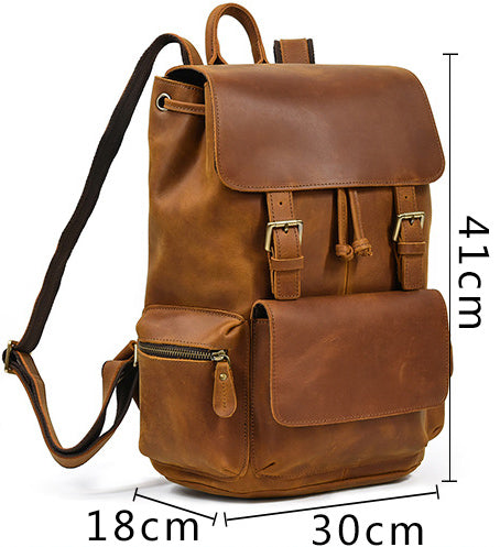 DEEPKEE original nubuck handmade full-grain genuine leather cowhide bag DEEPKEE LEATHER | The Hagen Leather Vintage Backpack G240