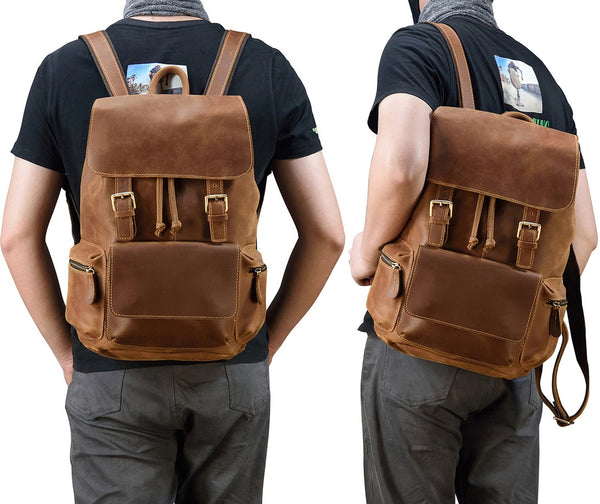 DEEPKEE original nubuck handmade full-grain genuine leather cowhide bag DEEPKEE LEATHER | The Hagen Leather Vintage Backpack G240