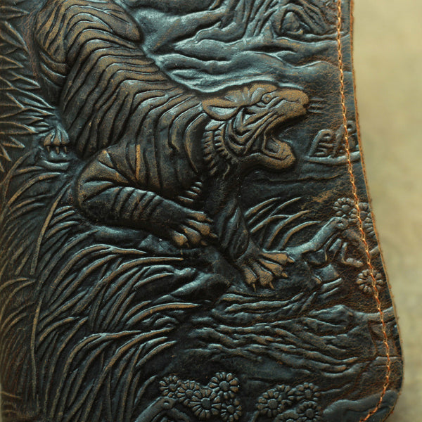 DEEPKEE original nubuck handmade full-grain genuine leather cowhide bag Deepkee Genuine Leather Bifold Wallet Organizer Checkbook Iron Chain #LD052