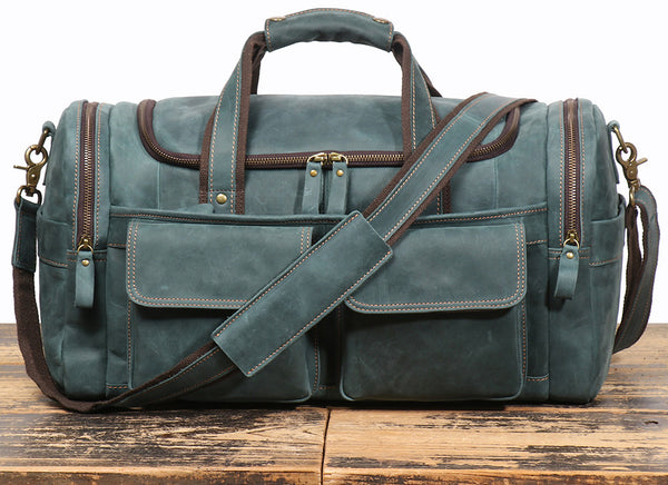 DEEPKEE original nubuck handmade full-grain genuine leather cowhide bag The Cambridge Travel Luggage Bag #0571-1