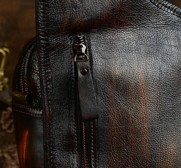 DEEPKEE original nubuck handmade full-grain genuine leather cowhide bag Handiwork Side Belt Bag No.SF903