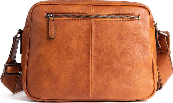 DEEPKEE original nubuck handmade full-grain genuine leather cowhide bag Vegetable Tanned full-grain Leather Crossbody Casual Bag, Hand Colored. 13669