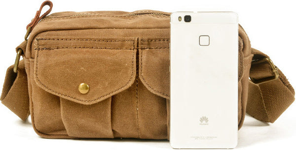 DEEPKEE original nubuck handmade full-grain genuine leather cowhide bag Leather&Canvas Fanny Pack Bag #5032