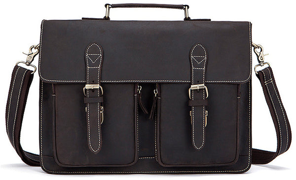 DEEPKEE original nubuck handmade full-grain genuine leather cowhide bag The Classic cowhide men's handbag briefcase #9033