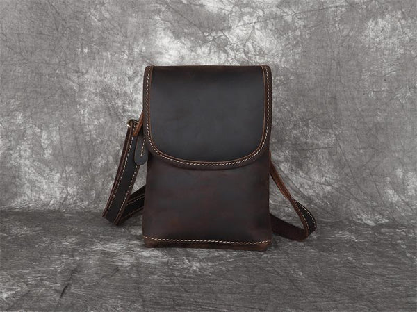 DEEPKEE original nubuck handmade full-grain genuine leather cowhide bag Leather Belt Pouch Cool Mini Shoulder Belt Bags No.3133