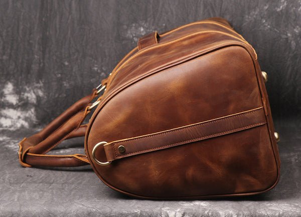 DEEPKEE original nubuck handmade full-grain genuine leather cowhide bag Wesley Crazy Horse Skin Large Travel Bag No.30181