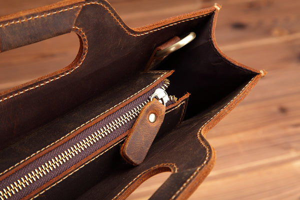 DEEPKEE original nubuck handmade full-grain genuine leather cowhide bag Slim Briefcase DEEPKEE LEATHER 2 Folio No.SF046