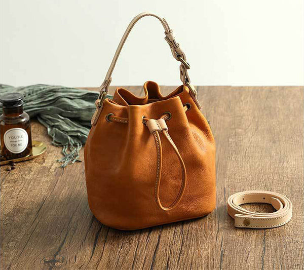 DEEPKEE original nubuck handmade full-grain genuine leather cowhide bag Deepkee leather bucket tassel bag 21030