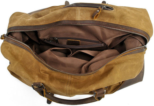 DEEPKEE original nubuck handmade full-grain genuine leather cowhide bag Canvas Travel Bag Weekender Bag #831-2K