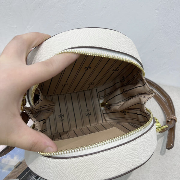 DEEPKEE original nubuck handmade full-grain genuine leather cowhide bag DEEPKEE HANDMADE LEATHER Miss Gail Luxury OOTD Round Crossbody Bag #G1144