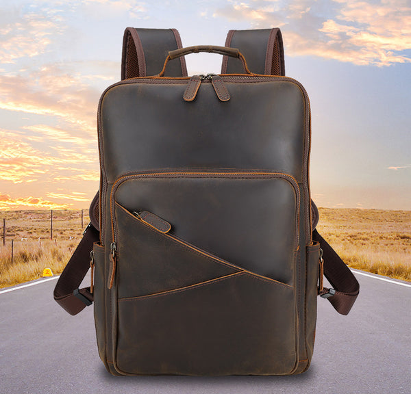 DEEPKEE original nubuck handmade full-grain genuine leather cowhide bag DEEPKEE WALKER LEATHER BACKPACK #3774