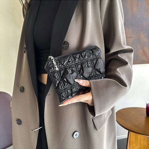 DEEPKEE original nubuck handmade full-grain genuine leather cowhide bag Embroidered Thread Lattice Coin Purse #5807