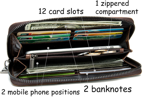 DEEPKEE original nubuck handmade full-grain genuine leather cowhide bag DEEPKEE LEATHER | Crocodile Embossed Leather Wallet NO.1232