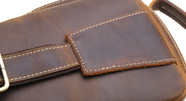 DEEPKEE original nubuck handmade full-grain genuine leather cowhide bag DEEPKEE tan leather crossbody sling bag 9915