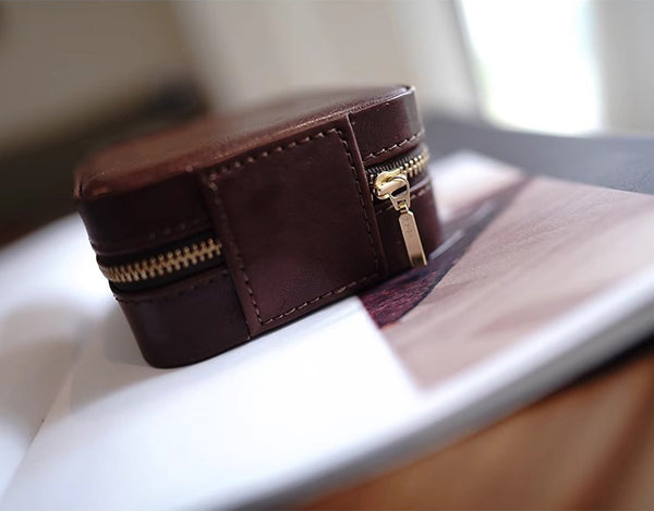 DEEPKEE original nubuck handmade full-grain genuine leather cowhide bag Refined Mini Jewelry Box #D11796