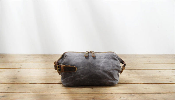 DEEPKEE original nubuck handmade full-grain genuine leather cowhide bag DEEPKEE Waxed Canvas Leather Waterproof Wash Bag #9161