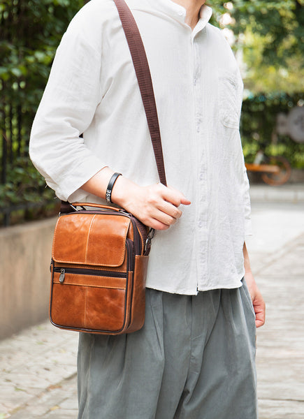 DEEPKEE original nubuck handmade full-grain genuine leather cowhide bag Deepkee Handcraft Cowhide Crossbody Side Bag #6037