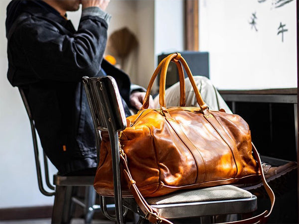 DEEPKEE original nubuck handmade full-grain genuine leather cowhide bag Weekender Bag LB6759