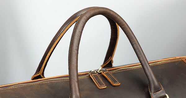 DEEPKEE original nubuck handmade full-grain genuine leather cowhide bag The Borsone Duffel Bag #1125