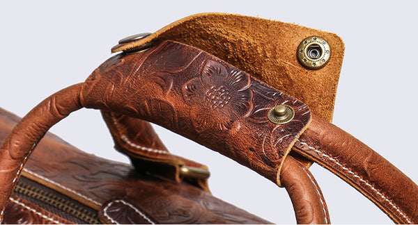 DEEPKEE original nubuck handmade full-grain genuine leather cowhide bag DEEPKEE LEATHER | Sheridan Style Duffle Bag No.30009-5